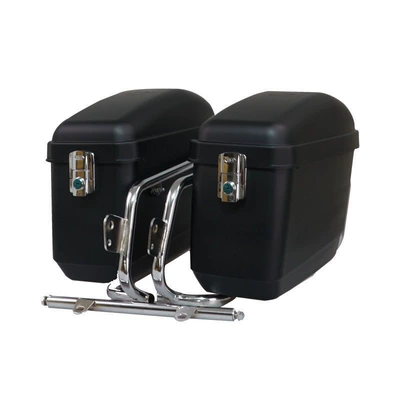 Motorcycle trunk – Motorcycle Side Box, Side Box on - matte-black-with-stand