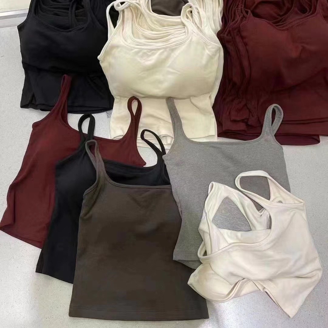 6850 # otoño y invierno molido chaleco de cuello cuadrado de colgante de mujer cojín de taza delgada y delgada base cómoda para vestir la parte superior