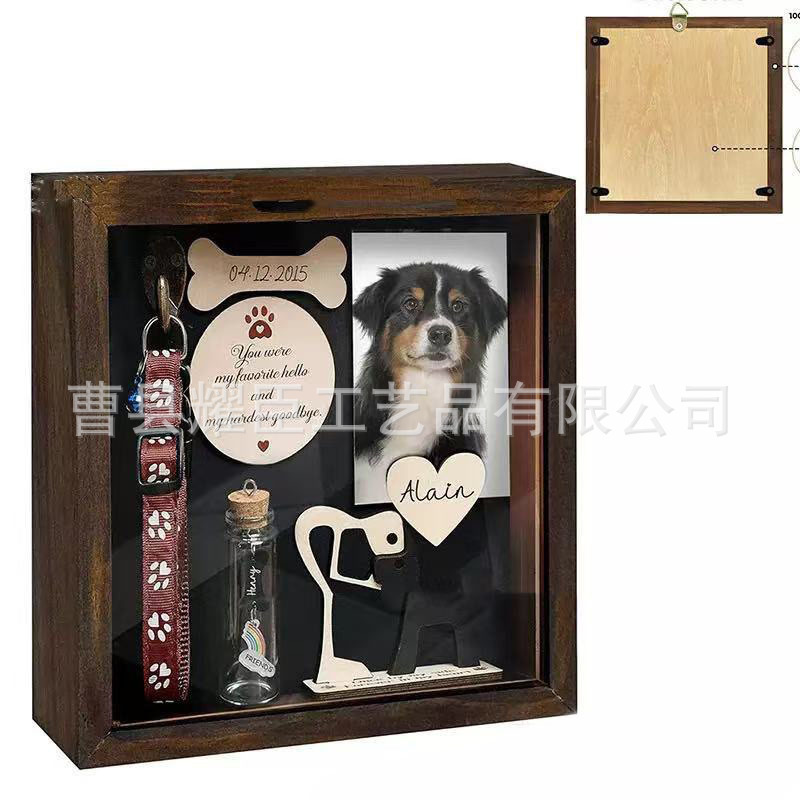 Cross-Border Wooden Pet Memorial Photo Frame DIY Hand and Foot Print Mud Decorative Frame Vintage Solid Wood Dog Collar Decorative Frame Cross-Border Wooden Pet Memorial Photo Frame DIY Hand and Foot Print Mud Decorative Frame Vintage Solid Wood Dog Collar Decorative Frame