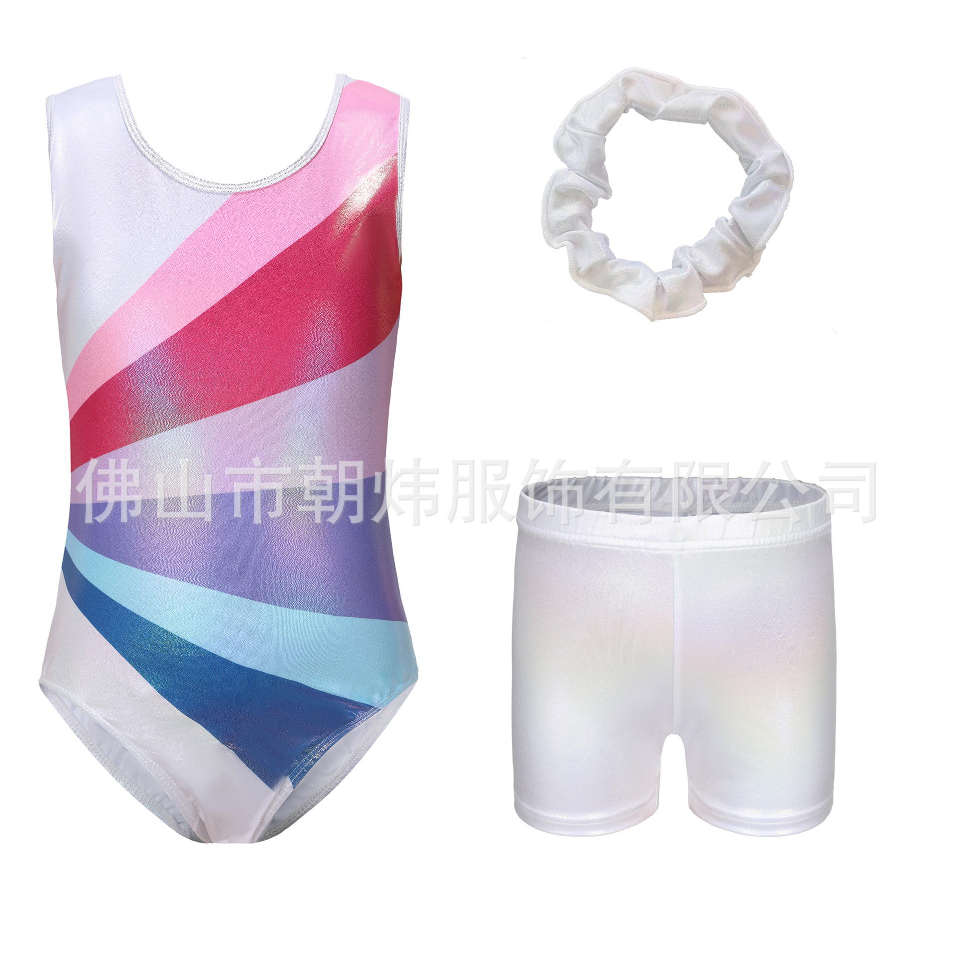 Ropa de baile ropa de gimnasia para niños traje ropa de gimnasia arco iris ropa de baile para niños pantalones cortos tocado ropa de rendimiento de flores medias