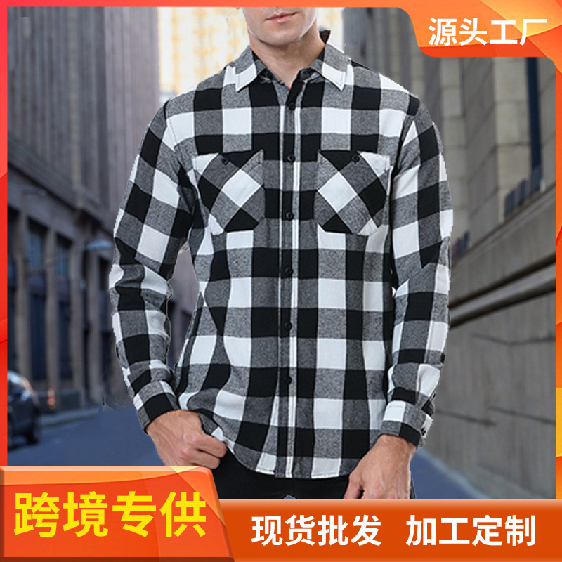 War Horse Cross-border Men's Plaid Shirt Flannel Sanding Warm Shirt Men's European and American Casual Shirt War Horse Cross-border Men's Plaid Shirt Flannel Sanding Warm Shirt Men's European and American Casual Shirt