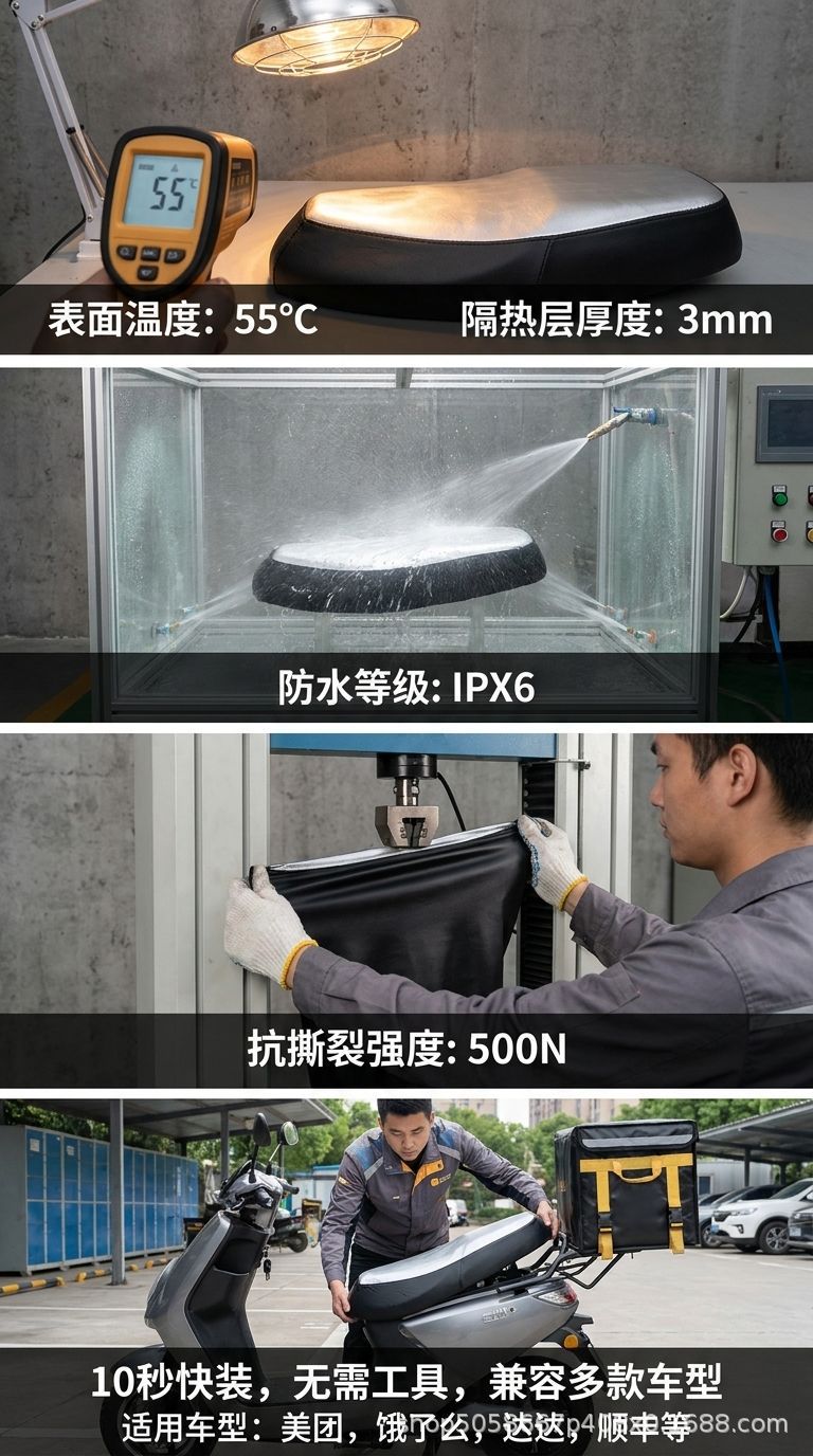 Electric Vehicle Seat Cover, Leather Waterproof Pad, Scooter Seat Cover, Sun Protection and Heat Insulation, Universal Rainproof Pad for Electric Bikes