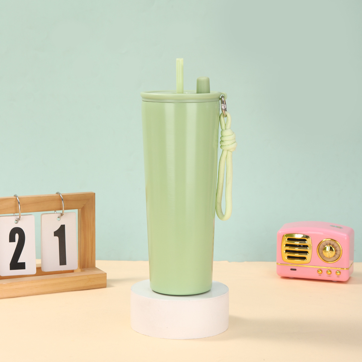 Taza de aislamiento de alto valor Taza de hielo de acero inoxidable 304 nuevo estilo Taza de agua portátil con pajita de 710ml image 13