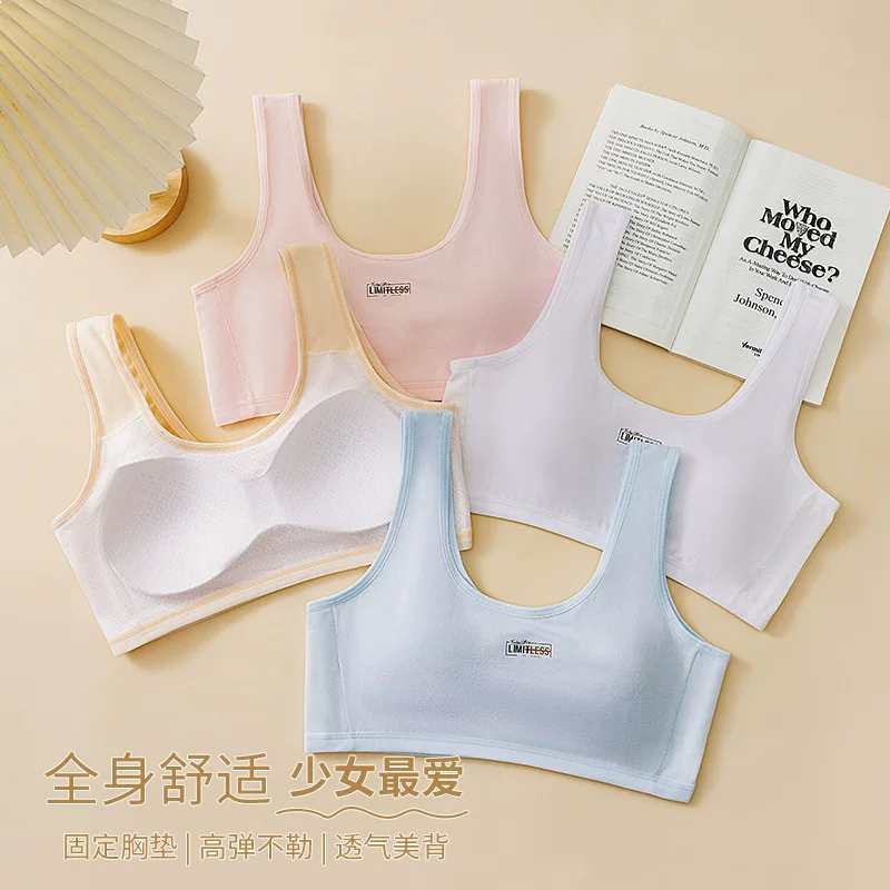 Underwear for students, cotton top with cups, short protective underware, bra top