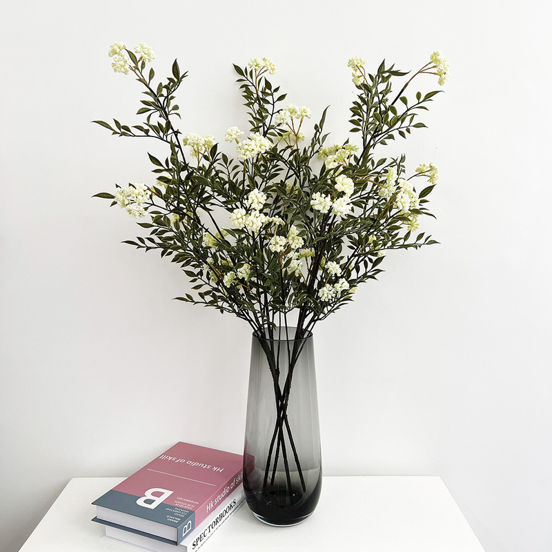 Simulation Green Plant Autumn Flower Branch Plastic White Flower Green Leaf Hotel Living Room Decoration Wholesale Light Luxury Home Decoration Cross-Border Simulation Green Plant Autumn Flower Branch Plastic White Flower Green Leaf Hotel Living Room Decoration Wholesale Light Luxury Home Decoration Cross-Border