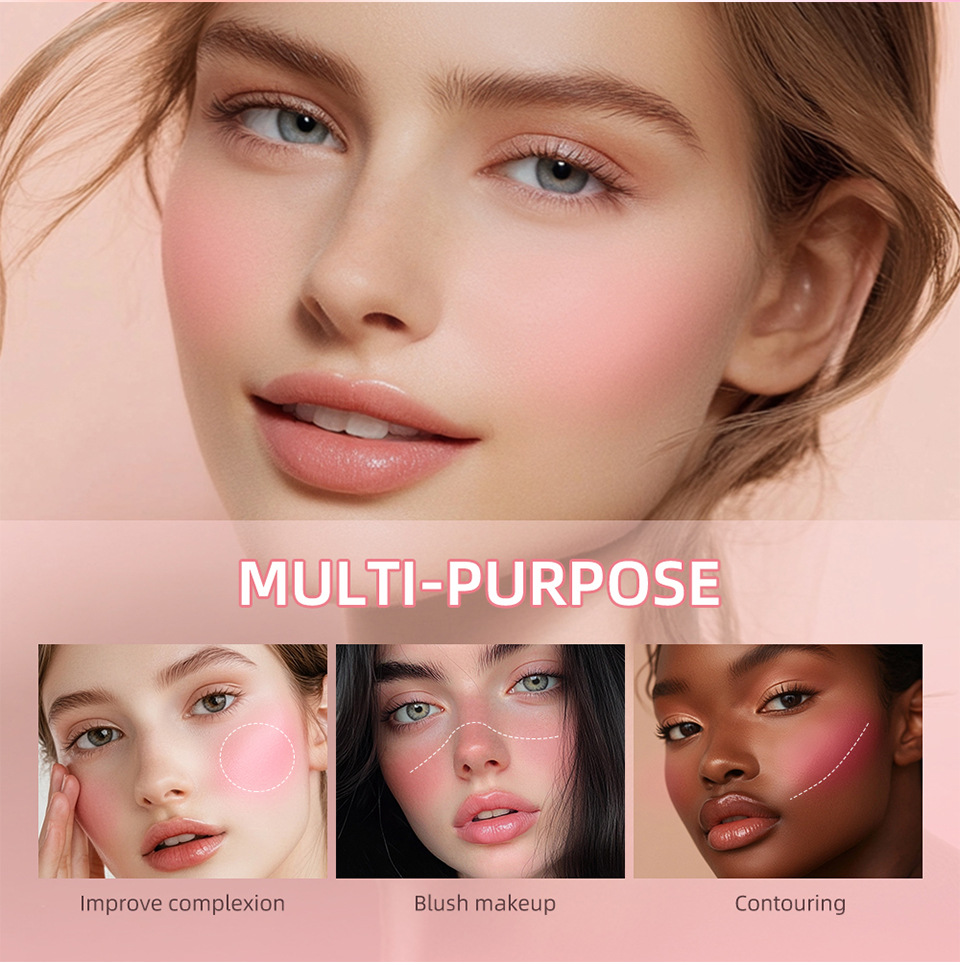 lakerain Purple Tube Sponge Head Blush Stick Matte matte Natural Blush undefined