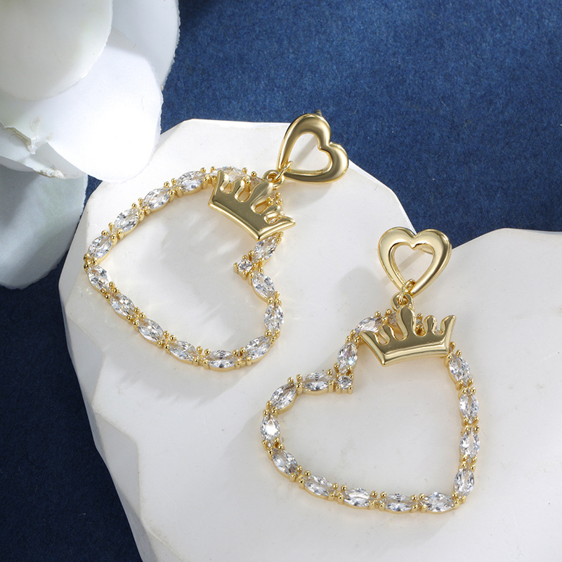 14K color Xuping joyería geometría estrella de amor auriculares de zircón ligero de lujo nicho sensación de mujer