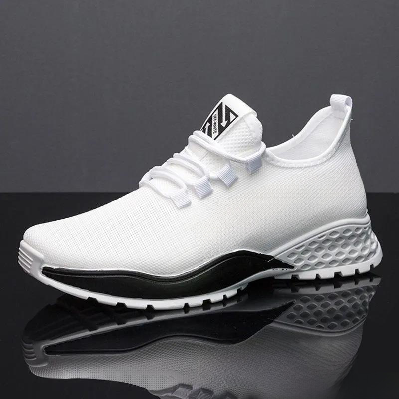 2022 new mesh flying woven sneaker men's fashion trend Korean coconut shoes foreign trade wholesale soft bottom running shoes