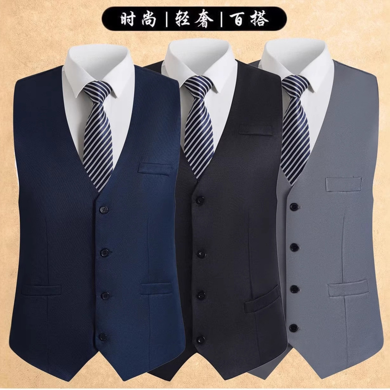 Cross-Border Men's Clothing Spring and Summer Thin Men's Suit Vest Groom British Style Vest Best Man Professional Business Vest Men's