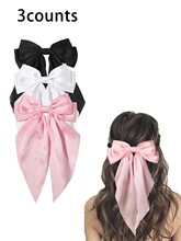 C 35311 Satin Bow Hair Clip ɫ�������ᷢ�� ����ѷŷ���羳