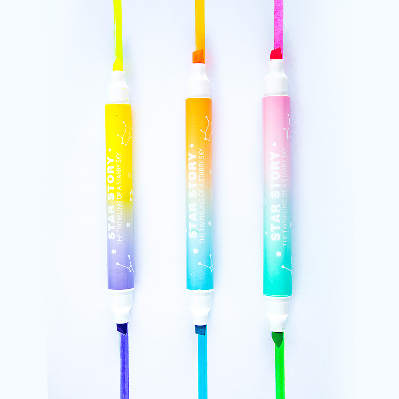 H273-3 PCs pluma fluorescente de dos colores de doble cabeza pluma de marcado de estudiante pluma de cuenta de mano que marca la pluma de marcado incorrecto que cubre el color que no cubre las palabras
