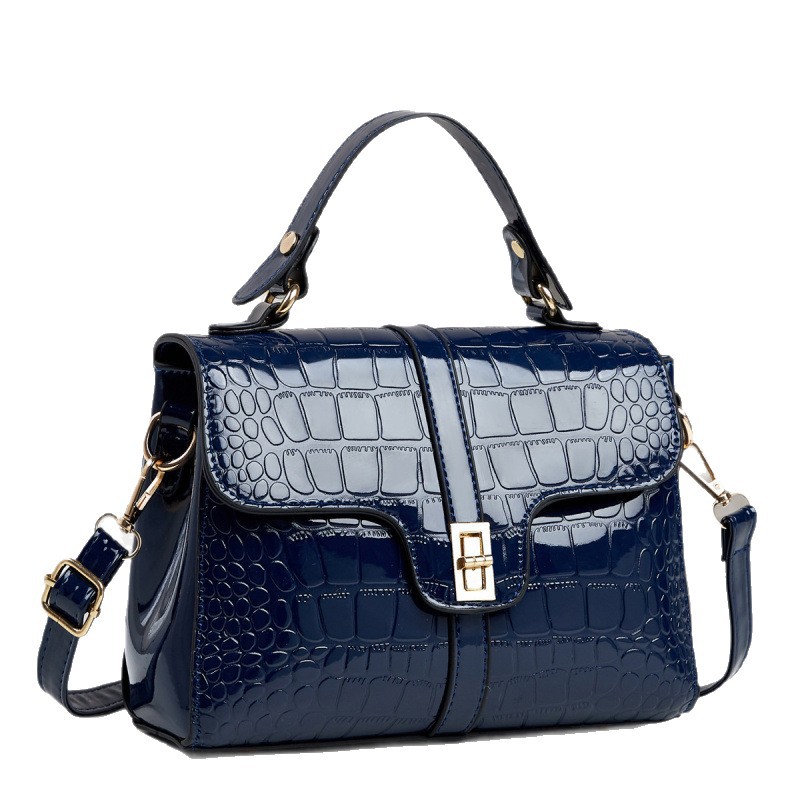 Nuevo bolso cuadrado simple con patrón de piedra, bolso de mano de cuero brillante, bolso de hombro de moda, bolsas transfronterizas