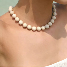 白化石项链高级感气质珠串颈链新款小众设计ins简约圆珠锁骨链