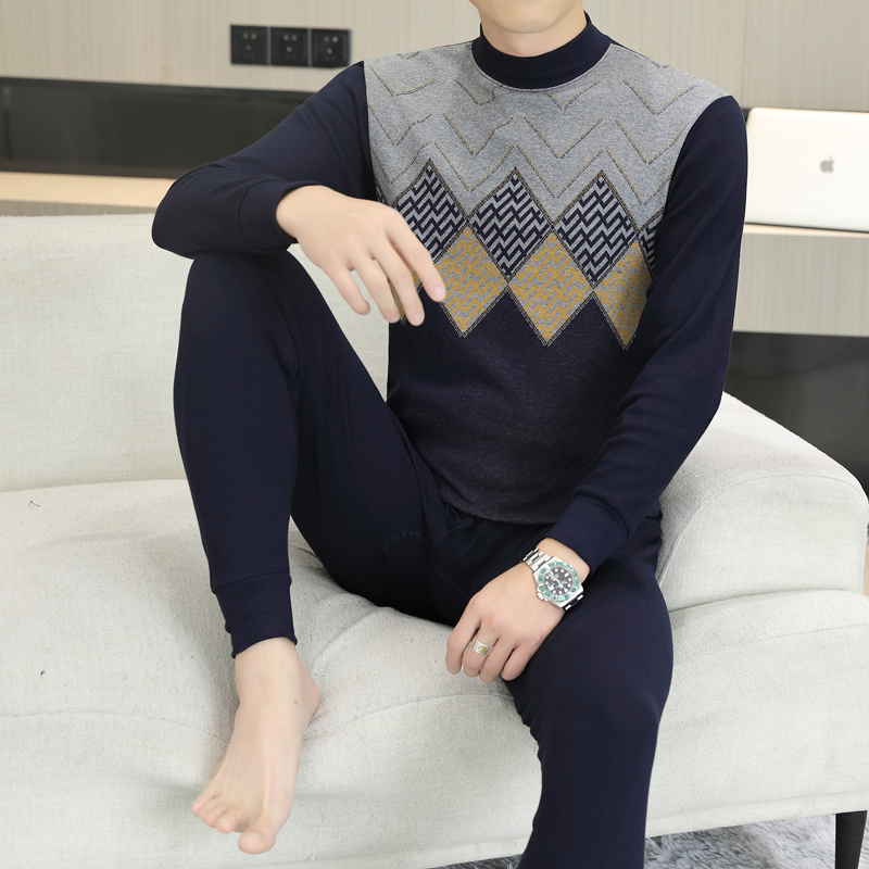 815 네이비블루 미드칼라 [순면 속옷세트]