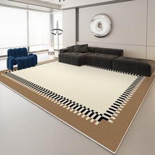 跨境家用客厅地毯地垫线条法式简约水晶绒耐脏家用卧室防滑床边毯