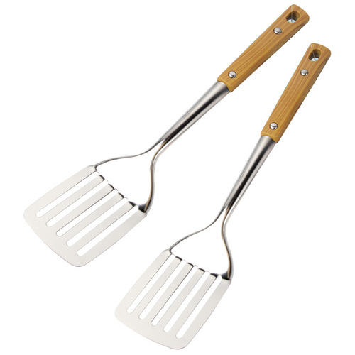 Stainless steel spatula with wooden handle, household simple frying spatula, creative wooden spatula, kitchen utensils, cooking spatula, cooking spatula