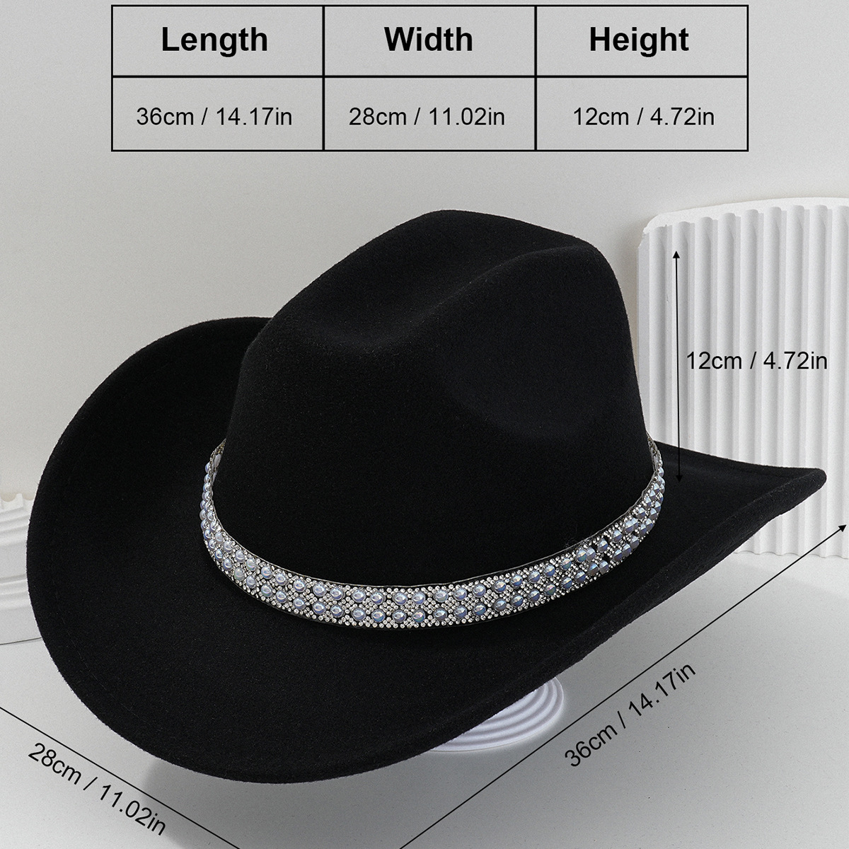 Sombrero de Vaquero para Novia de Poliéster Térmico para Bodas y Conciertos image 3