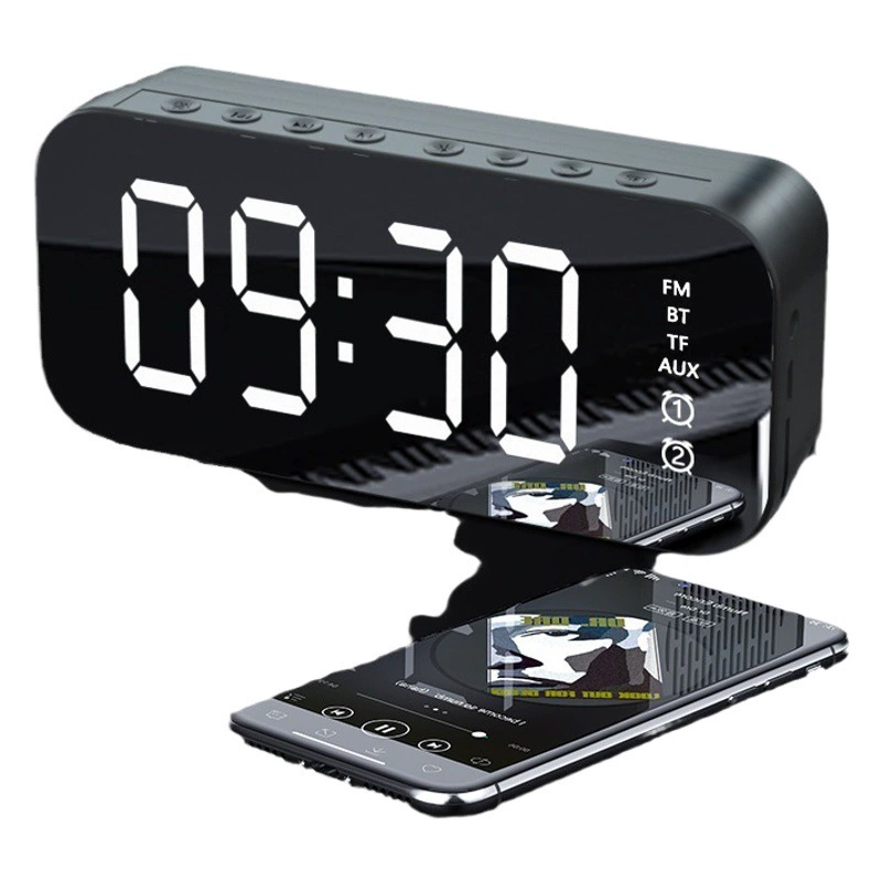 Новый будильник Bluetooth стерео беспроводная радио-карта для рабочего стола мини-небольшая стальная пушка динамик зеркальный динамик мобильного телефона динамик