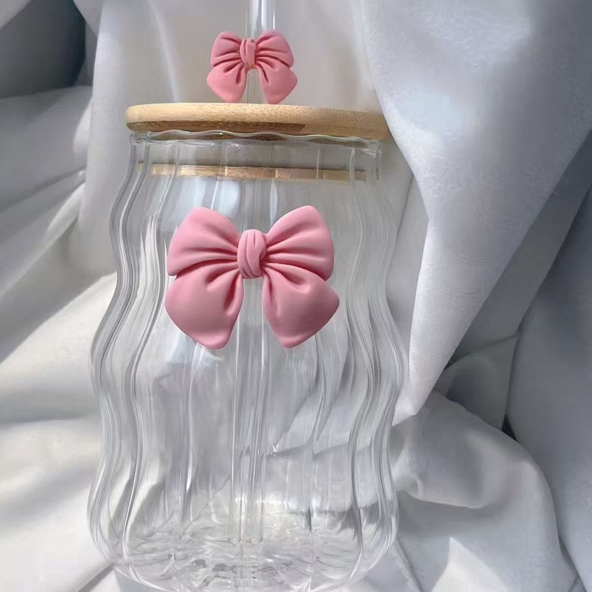 Taza en espiral Taza de bebida fría regordeta Taza de té con leche Taza de nube Taza de vidrio de café con pajita Taza de jugo de borosilicato alto