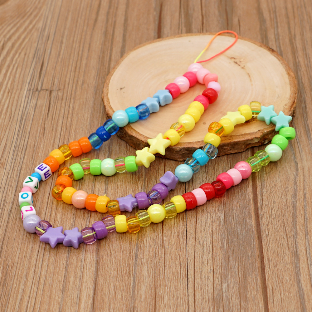 Wholesale Ethnic Acrylic Clashing Color Beads Letter Mobile Phone Lanyard Nihaojewelry display picture 12