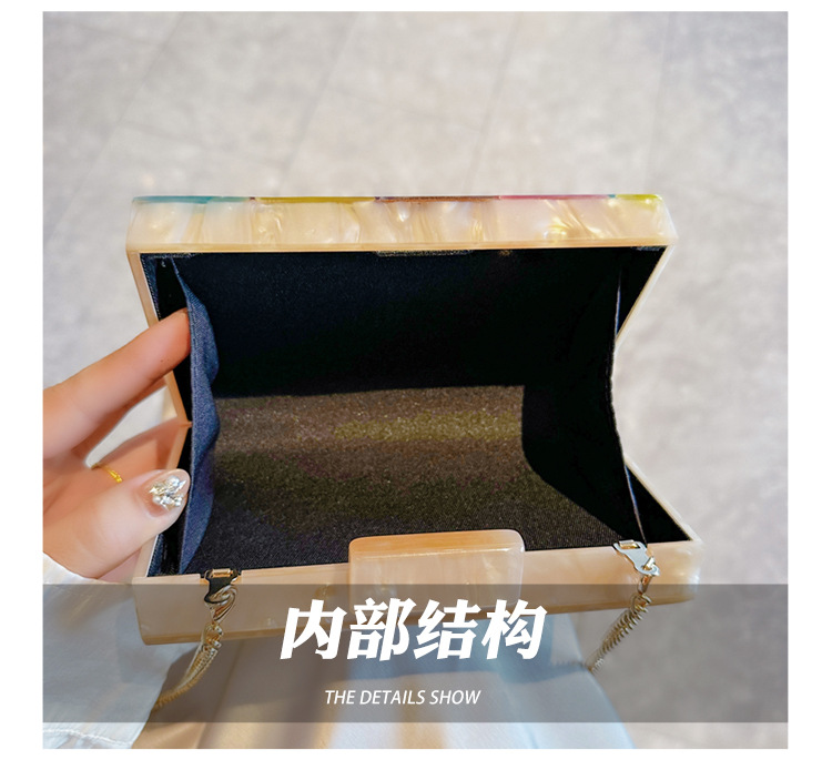 New cross-border foreign trade women's checkered acrylic bag, dinner bag, single-shoulder crossbody wedding and banquet clutch bag undefined