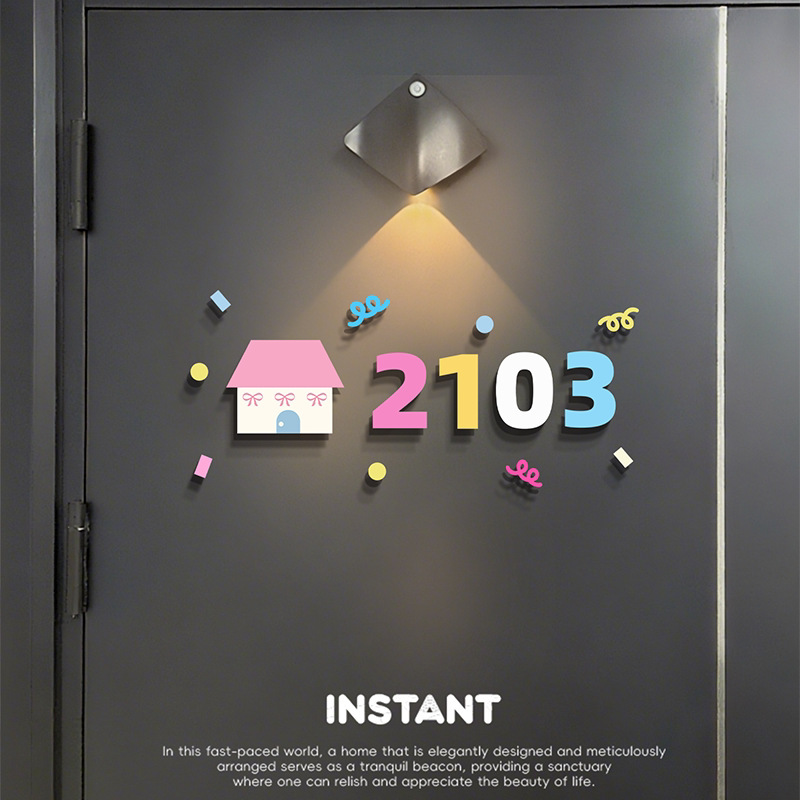 Colorful House Number Acrylic Door Sign Dopamine Home Entrance Decoration Luminous Number Plate