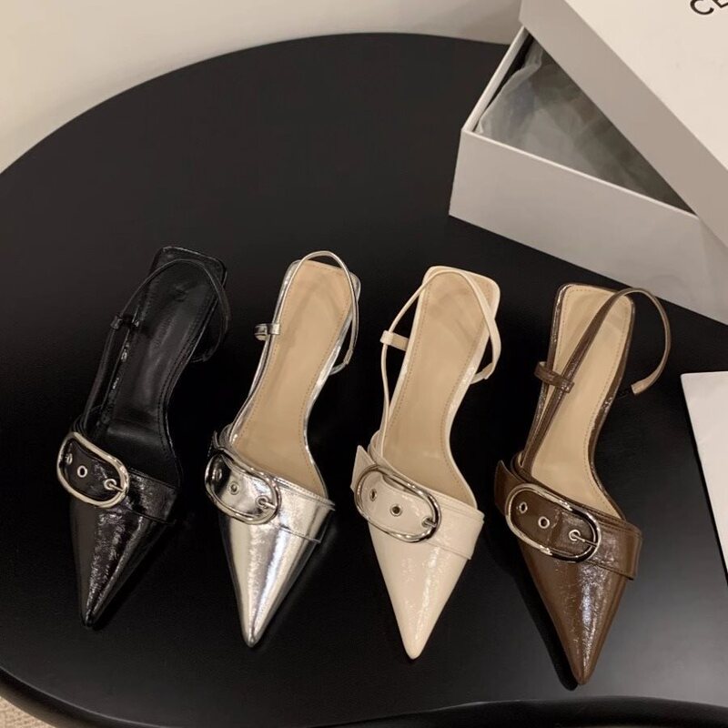 Niche French silver High Heels Toe Sandals Fairy Shoes 2024 New Spring and Summer Elegant Pointed Shoes Niche French silver High Heels Toe Sandals Fairy Shoes 2024 New Spring and Summer Elegant Pointed Shoes