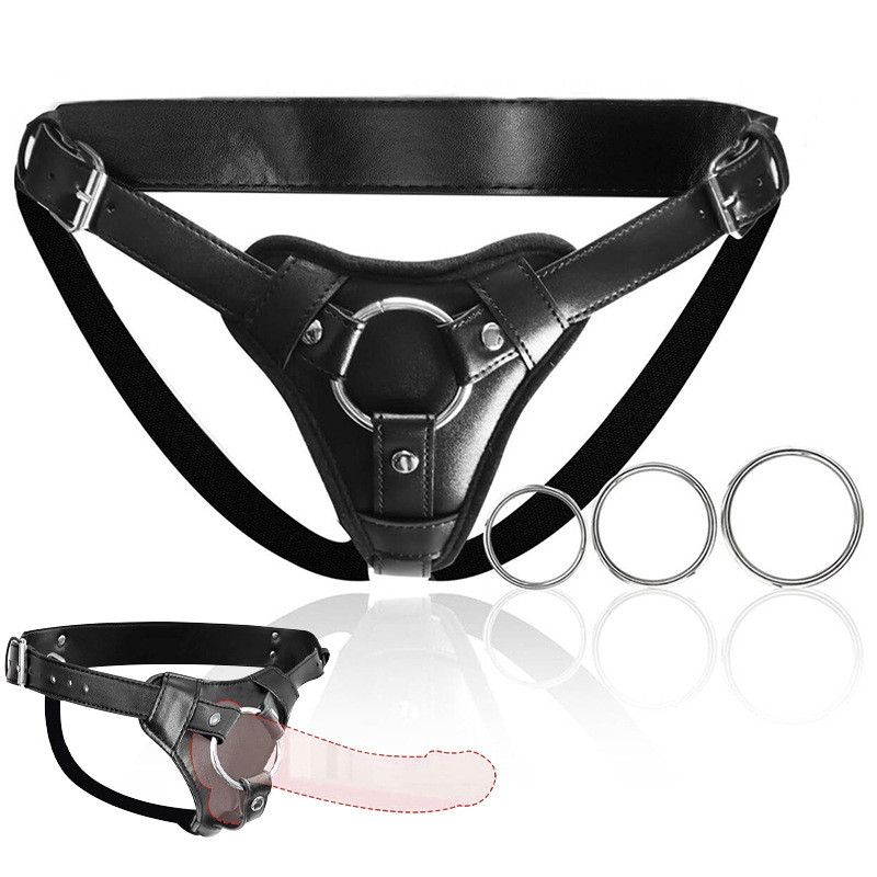 Sm leather toy leather wear pants hollow penis leather pants…