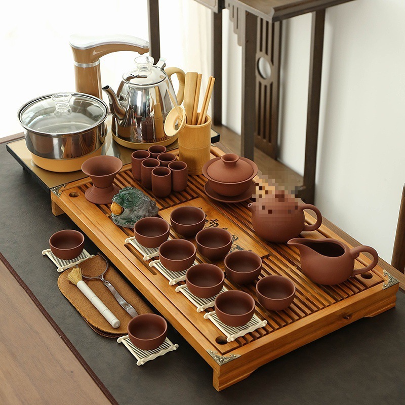 茶器セット家庭用全自動セット工夫茶杯紫砂茶道オフィス一体茶台実木茶盤|undefined
