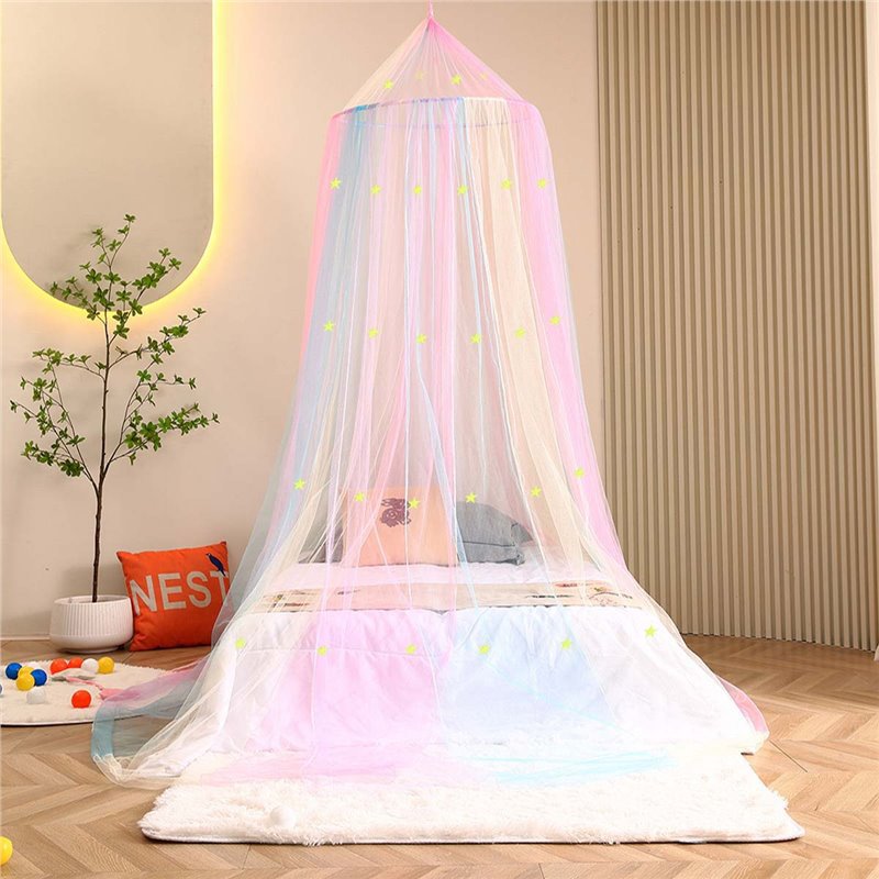 Colorful Luminous Stars Mosquito Net Rainbow Dome Hanging Mosquito Net Princess Wind Dream Bedroom Children's Bed Mosquito Net
