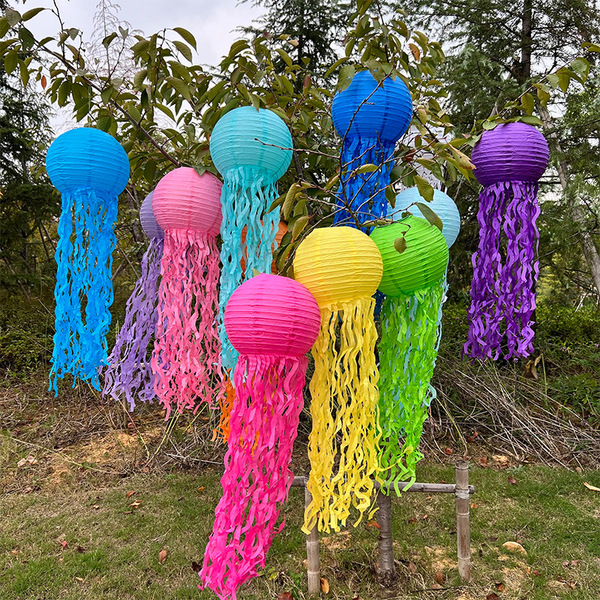 Wholesale jellyfish paper lantern Mermaid Birthday Decoration Color…