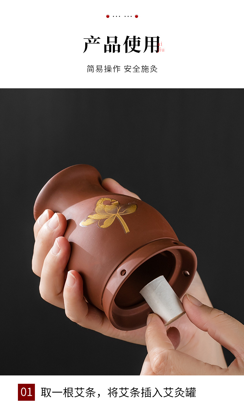 Purple Clay Moxibustion Dragon Jar Double Layer Heat Insulated Ceramic Cup Gua Sha Massage Tool for Home Use key features