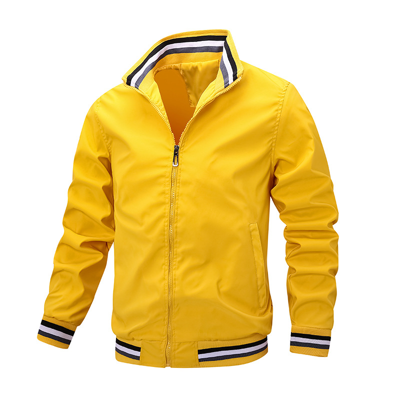 New casual spring and autumn sports solid color jacket men's_voghion.com