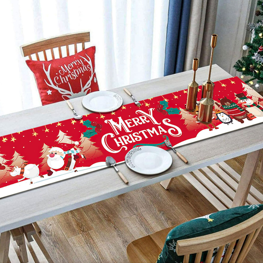  Joulupöytäjalkakoristelu kodin keittiön pellava pöytäliina Joulupöytäliina _voghion.com