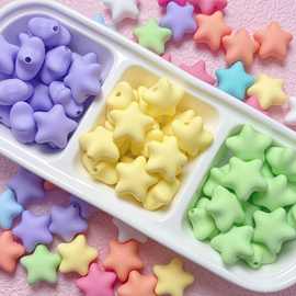奶油色橡皮手感漆胖五角星亚克力通孔串珠diy手机链材料饰品配件