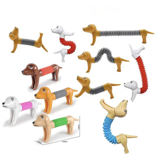 Cross-border new product puzzle diy decompression telescopic dog pop tube telescopic tube toy decompression toys wholesale