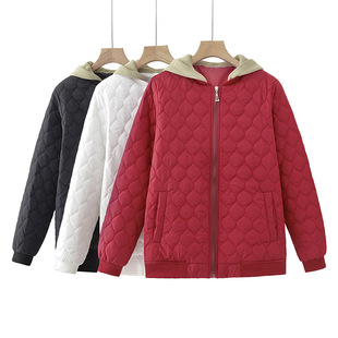 2024 Winter Hooded cotton-padded jacket plus size Women's Wear Slim Fat Sister Contrast Cotton-padded 607