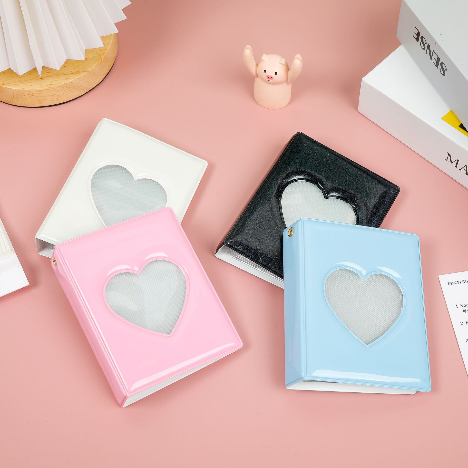 Wholesale Hollowed Heart Shape Mirror 3-inch Single Grid Polaroid Photo Album Star-chasing Aidou Album Mini Truck Storage Book display picture 5