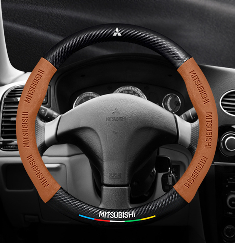Suitable for Mitsubishi Lancer steering wheel covers, 2006-2015 models, unisex, suede material, all-season, ultra-thin carbon fiber car accessory