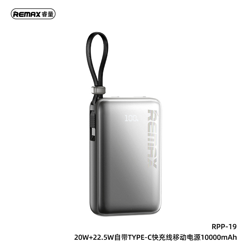 Remax con cable de carga rápida 10000mAh teléfono móvil pantalla digital fuente de alimentación móvil para Android Apple 3c