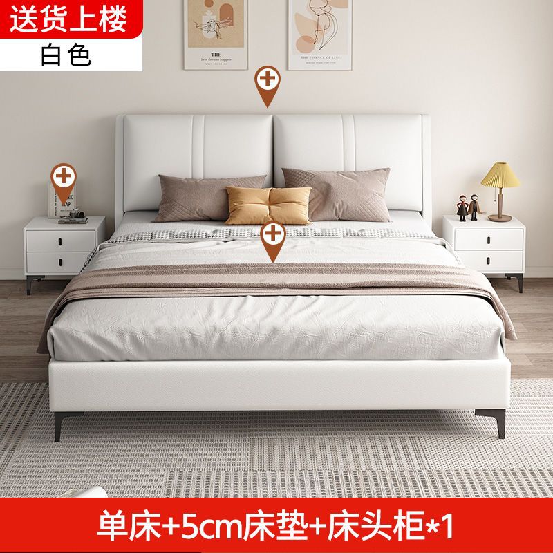 Cama de madera maciza tecnología de tela de 1.8m dormitorio principal cama doble económica cama de alquiler de paquete blando cama de 1.5m grosor