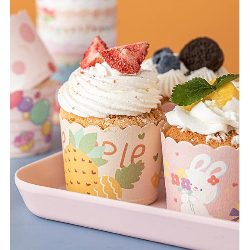 Disposable paper cupcake liners, muffin cups, heat-resistant paper trays for ovens and air fryers, for home use