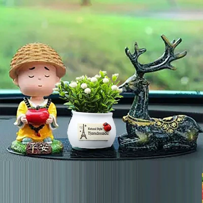 Car Ornaments, Car Interior Decoration Car ornaments - deer-peace-monk-white-fruit-large-mat