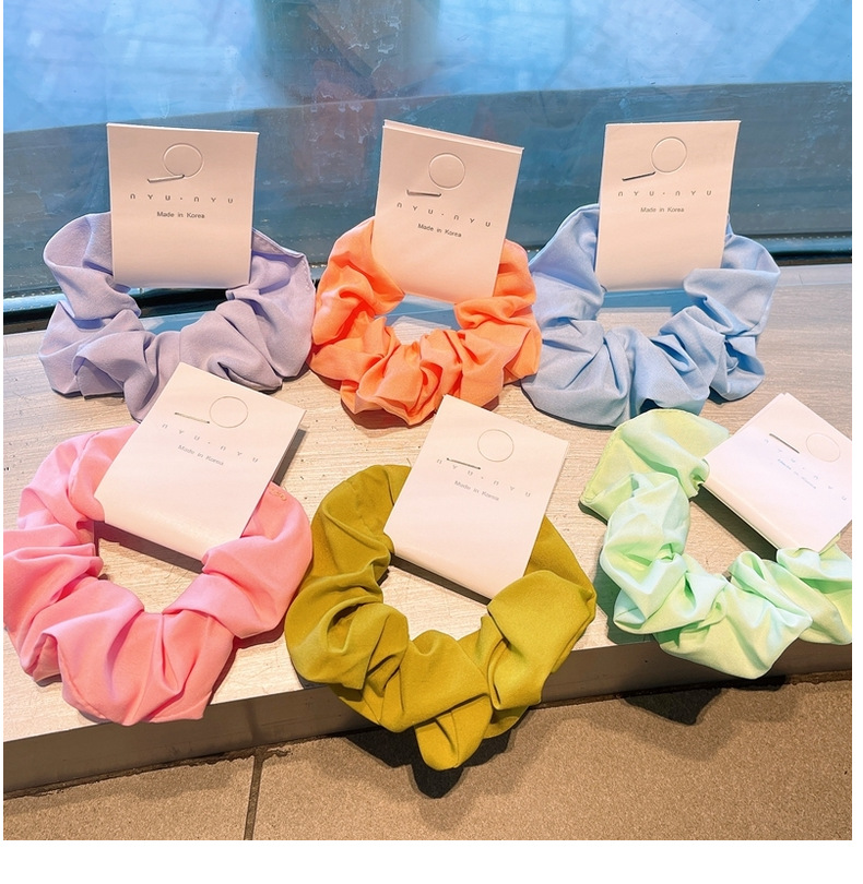 Scrunchies Coreanos Del Pelo Del Color Sólido Del Color Fluorescente display picture 2