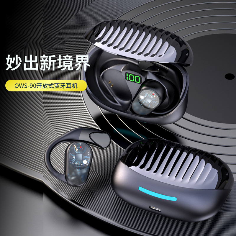 New Black OWS-90 Open Type Bluetooth Headset Mini Sports Bluetooth Headset Noise Reduction Gaming Headset