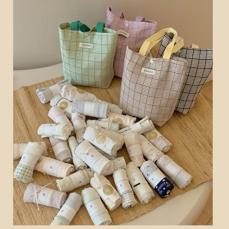 D Studio Du Xiaozhai Color-Blocked Plaid Bag 10-Piece Underwear Blind Bag Handbag Blind Bag Women's Blind Box