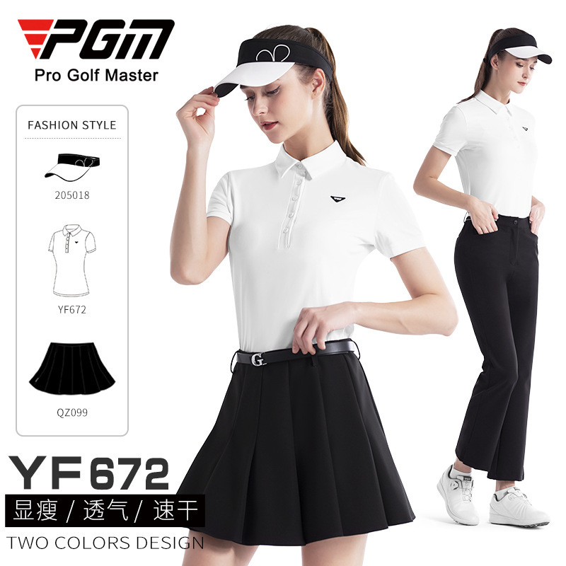 PGM Golf Clothing Women's Pleated Short Skirt Trousers Short-sleeved Top Sports Suit Summer T-shirt POLO Shirt