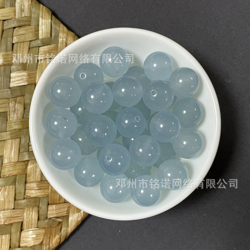 Ice sky blue loose beads round beads Jade chalcedony with beads DIY beaded bracelet necklace cymbal tassel accessories