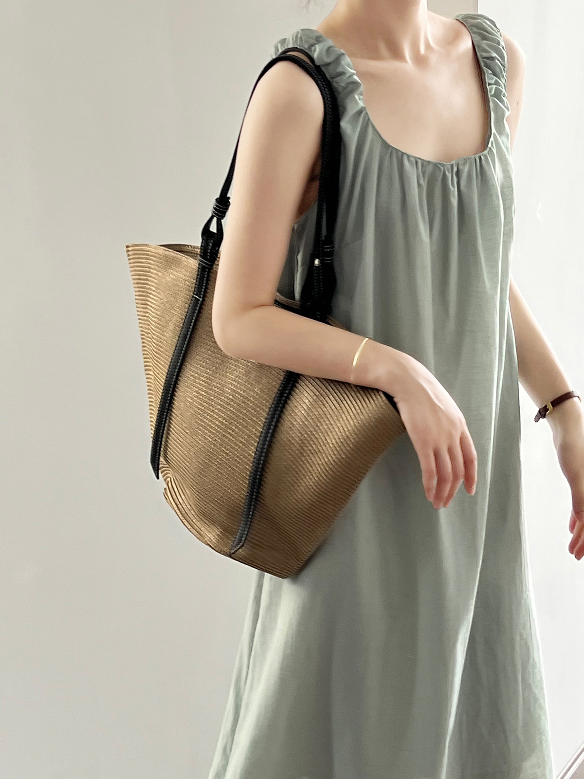 Design Sleeveless Dress Summer Lace up U Neck Backless Mid Length Vest Dress