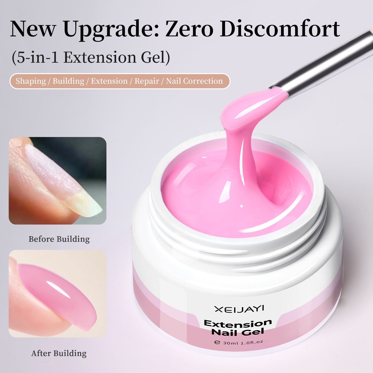 Crystal rosa extensión pegamento de manicure2025 nuevo coloidal ductilidad Jiayi forma manicure especial